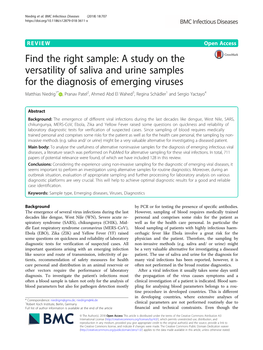 Find the Right Sample: a Study on the Versatility of Saliva and Urine