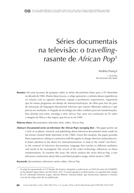 Séries Documentais Na Televisão: O Travelling- Rasante De African Pop1