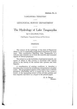 The Hydrology of Lake Tanganyika