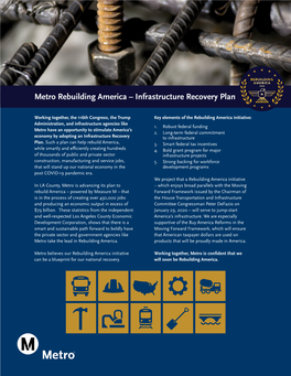 Metro Rebuilding America – Infrastructure Recovery Plan