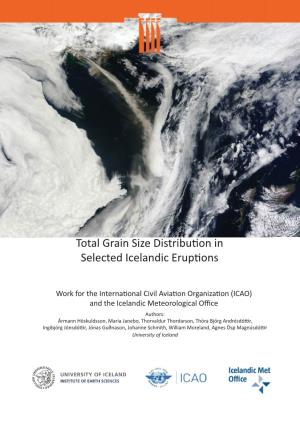 Total Grain Size Distribution in Selected Icelandic Eruptions