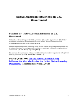 Native American Influences on U.S. Government