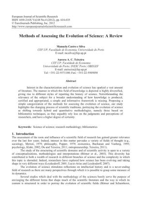 Methods of Assessing the Evolution of Science: a Review