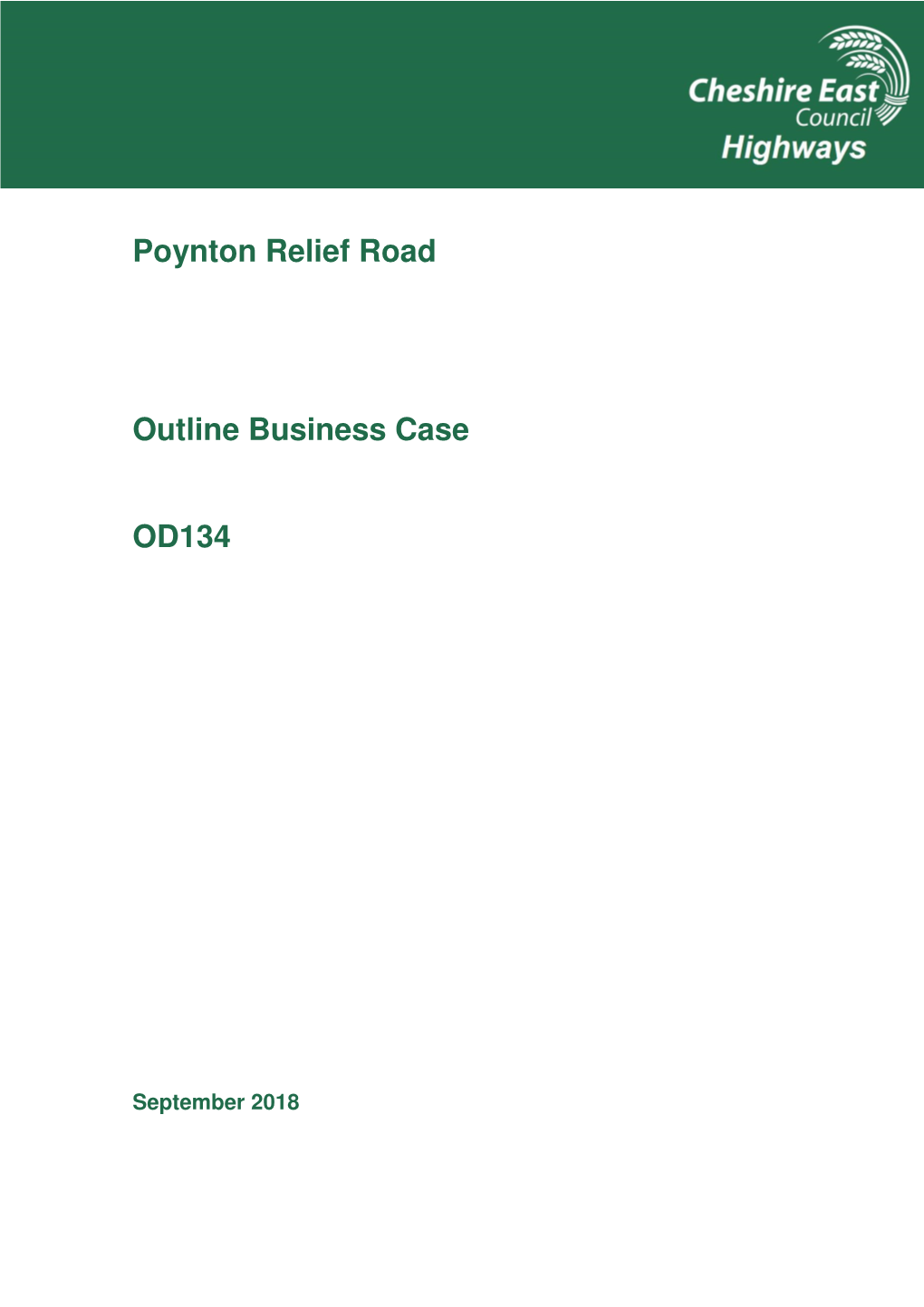 Poynton Relief Road Outline Business Case OD134