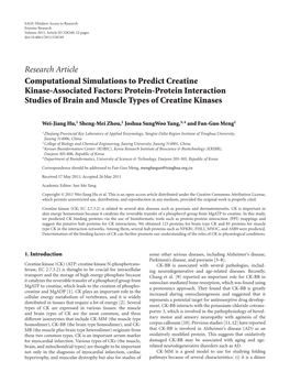 Computational Simulations to Predict Creatine Kinase-Associated Factors: Protein-Protein Interaction Studies of Brain and Muscle Types of Creatine Kinases