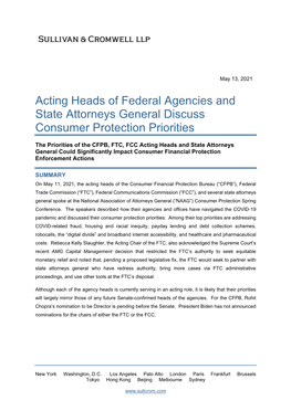 Acting Heads of Federal Agencies and State Attorneys General Discuss Consumer Protection Priorities