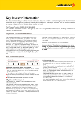 Key Investor Information This Document Provides You with Key Investor Information About This Fund