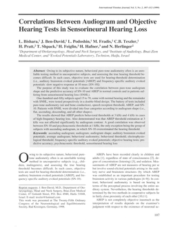 Correlations Between Audiogram and Objective Hearing Tests in Sensorineural Hearing Loss