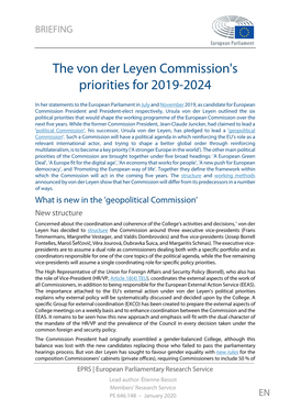 The Von Der Leyen Commission's Priorities for 2019-2024