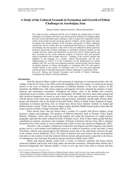 A Study of the Cultural Grounds in Formation and Growth of Ethnic Challenges in Azerbaijan, Iran