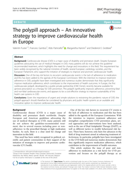 The Polypill Approach – an Innovative Strategy to Improve Cardiovascular