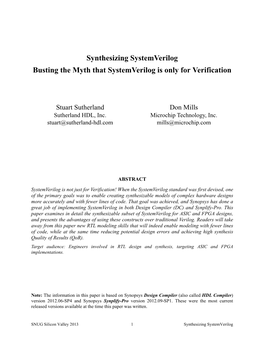 Busting the Myth That Systemverilog Is Only for Verification