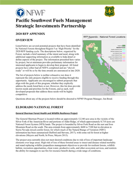 Pacific Southwest Fuels Management Strategic Investments Partnership