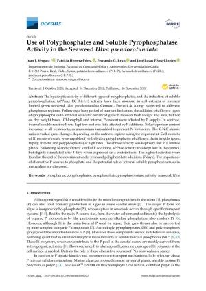 Use of Polyphosphates and Soluble Pyrophosphatase Activity in the Seaweed Ulva Pseudorotundata