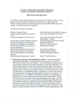 The NISPPAC Held Its Thirtieth Meeting on Thursday, May 15,2008, at 10:00 A.M., at the National Archives Building, 700 Pennsylvania Avenue, N.W., Washington, D.C