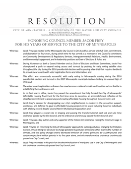 Jacob Frey Honorary Resolution