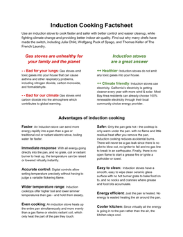 Induction Cooking Factsheet