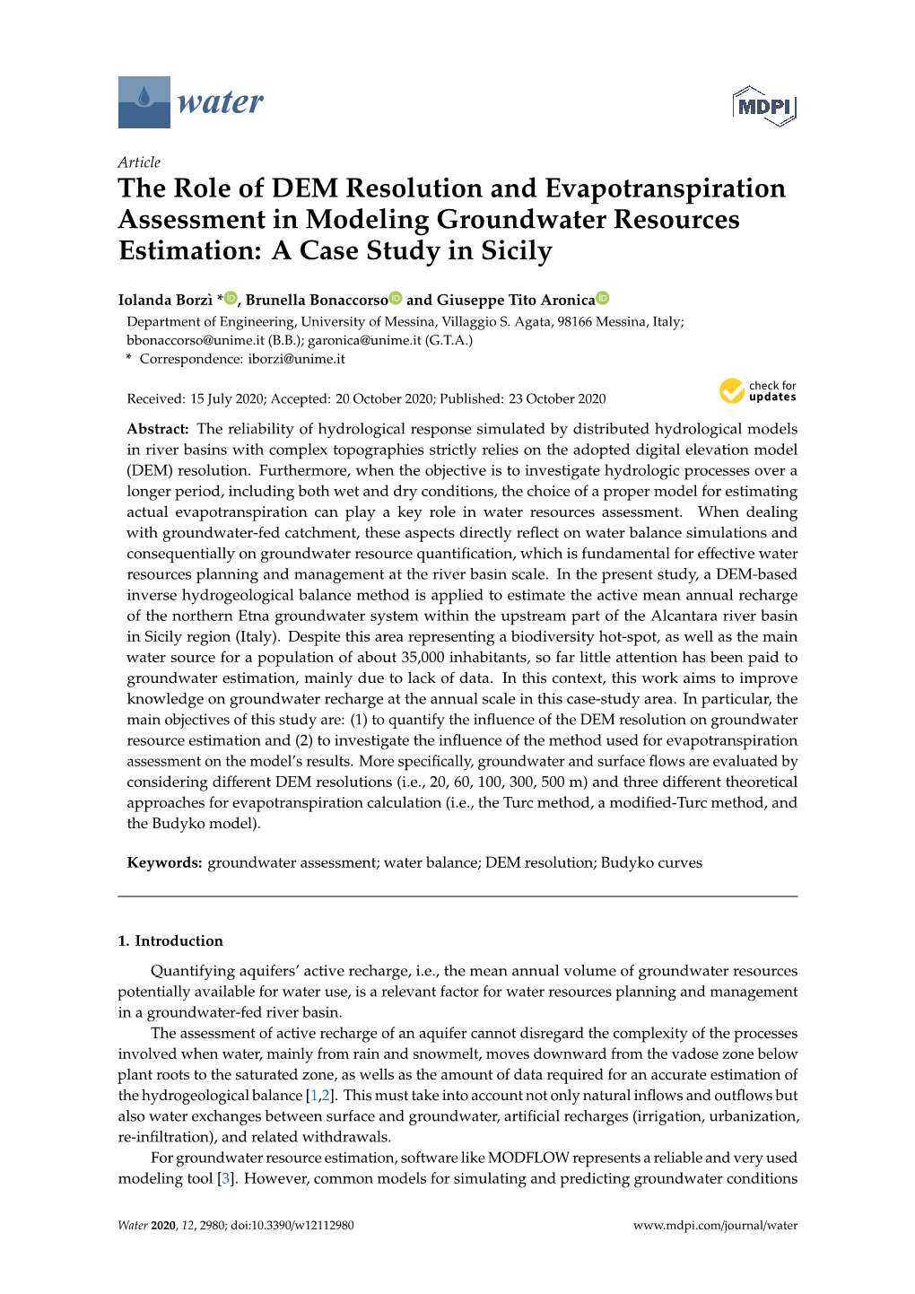 The Role of DEM Resolution and Evapotranspiration Assessment in Modeling Groundwater Resources Estimation: a Case Study in Sicily