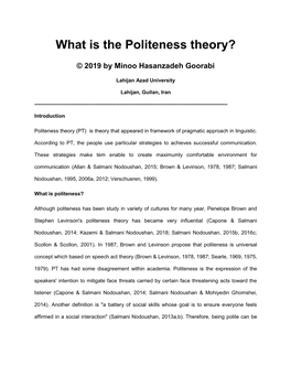 What Is the Politeness Theory?