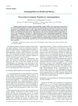 Processing of Antigenic Peptides by Aminopeptidases