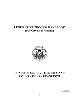 LEGISLATIVE PROCESS HANDBOOK (For City Departments)