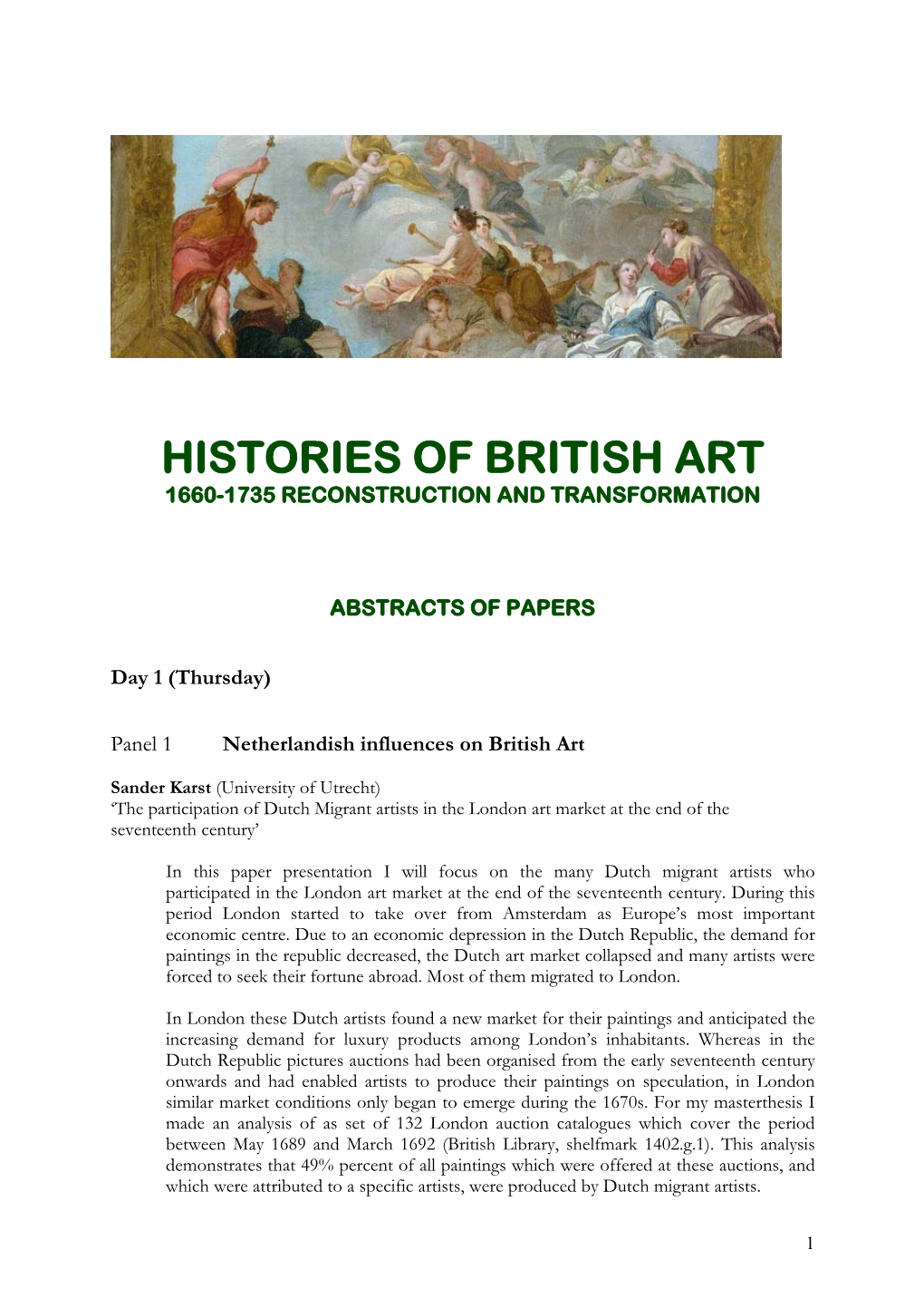 Histories of British Art 1660-1735 Reconstruction and Transformation