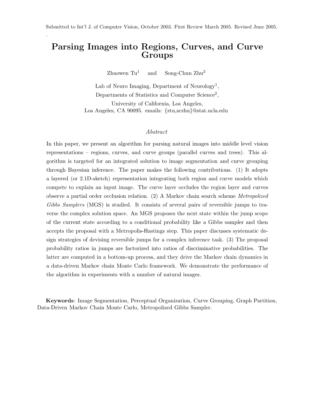 Parsing Images Into Regions, Curves, and Curve Groups