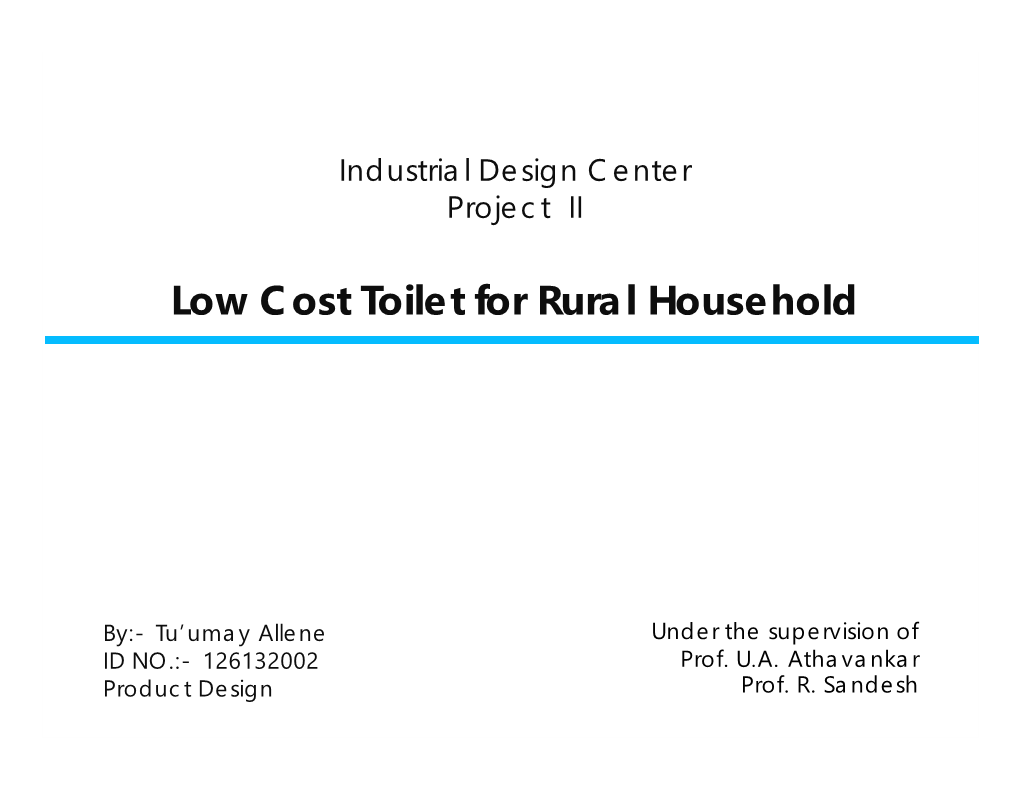 Low Cost Toilet for Rural Household