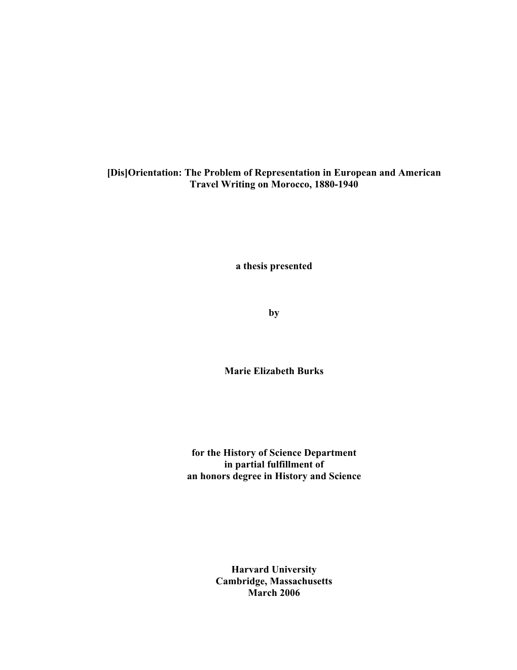 The Problem of Representation in European and American Travel Writing on Morocco, 1880-1940