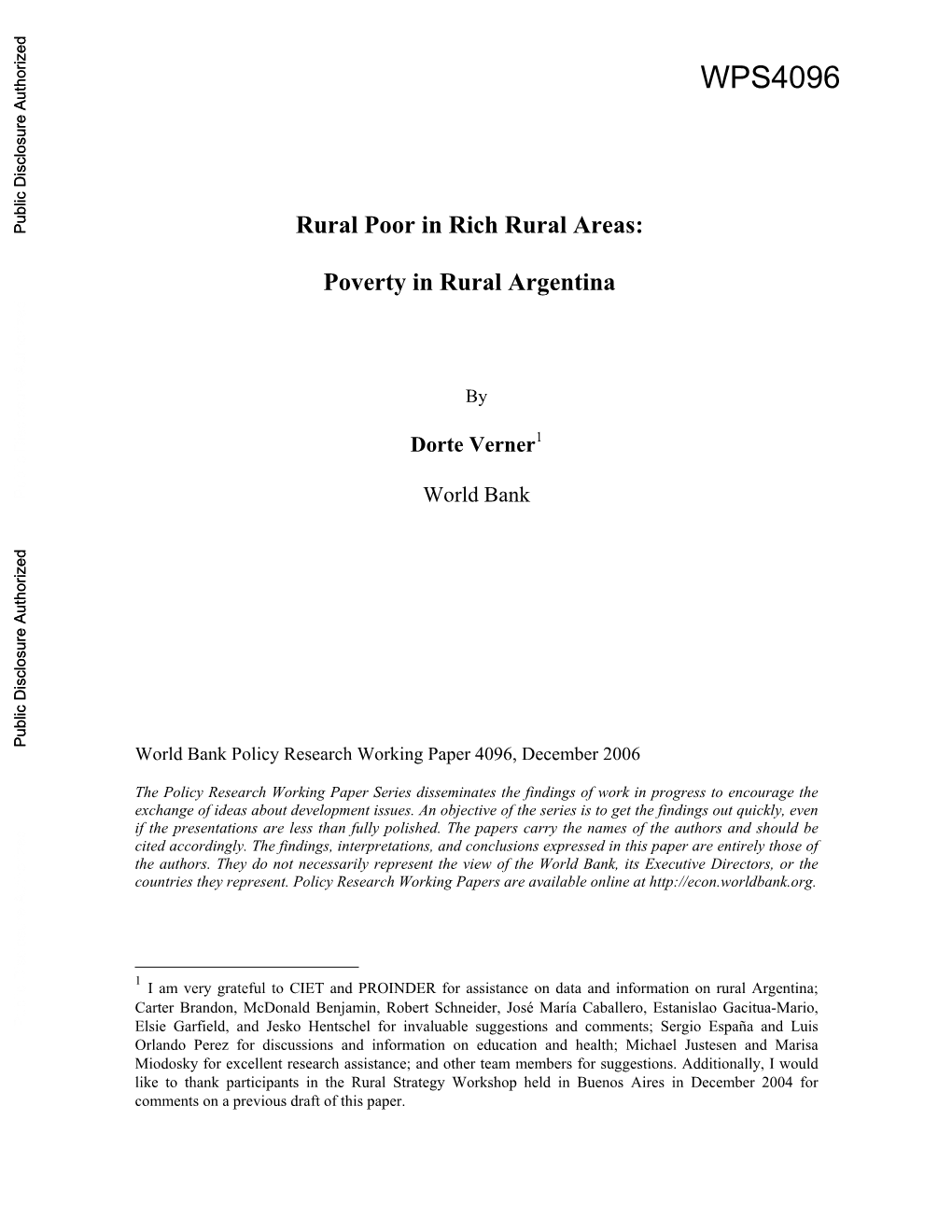 Rural Poor in Rich Rural Areas: Poverty in Rural Argentina