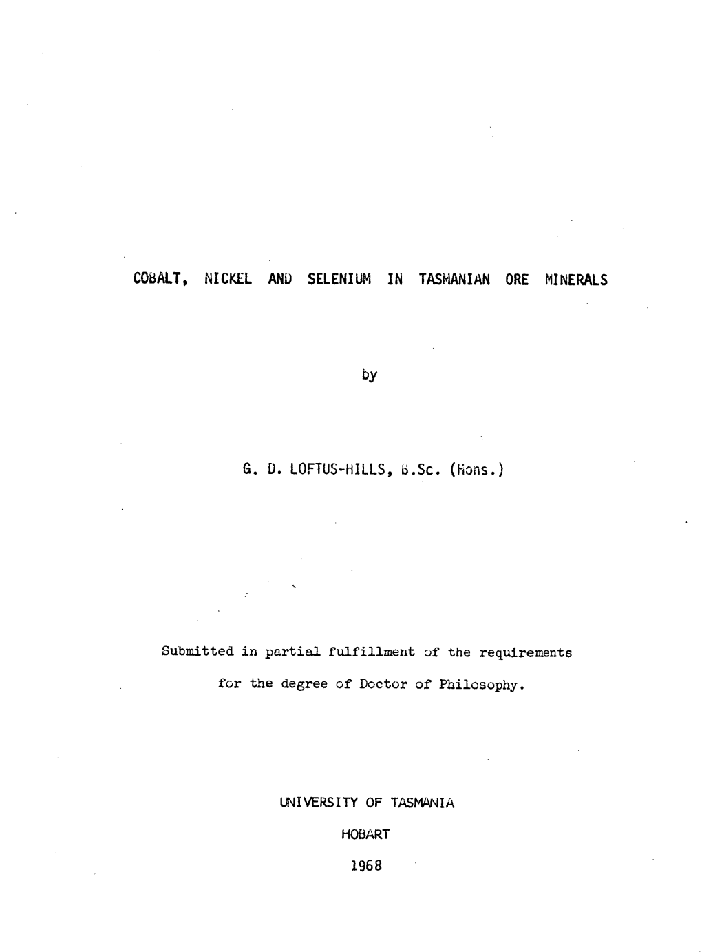 Cobalt, Nickel and Selenium in Tasmanian Ore Minerals