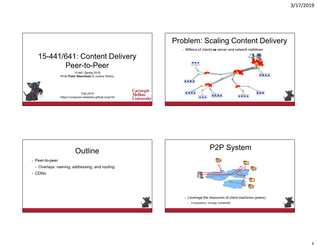 Scaling Content Delivery Outline P2P System