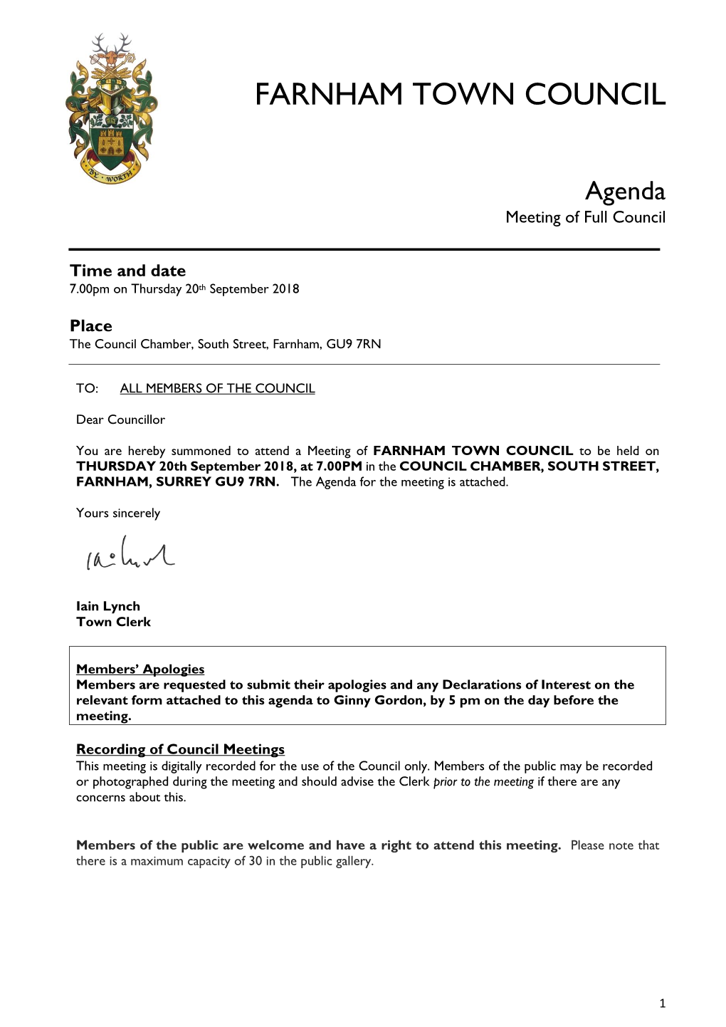 Council Meeting Agenda