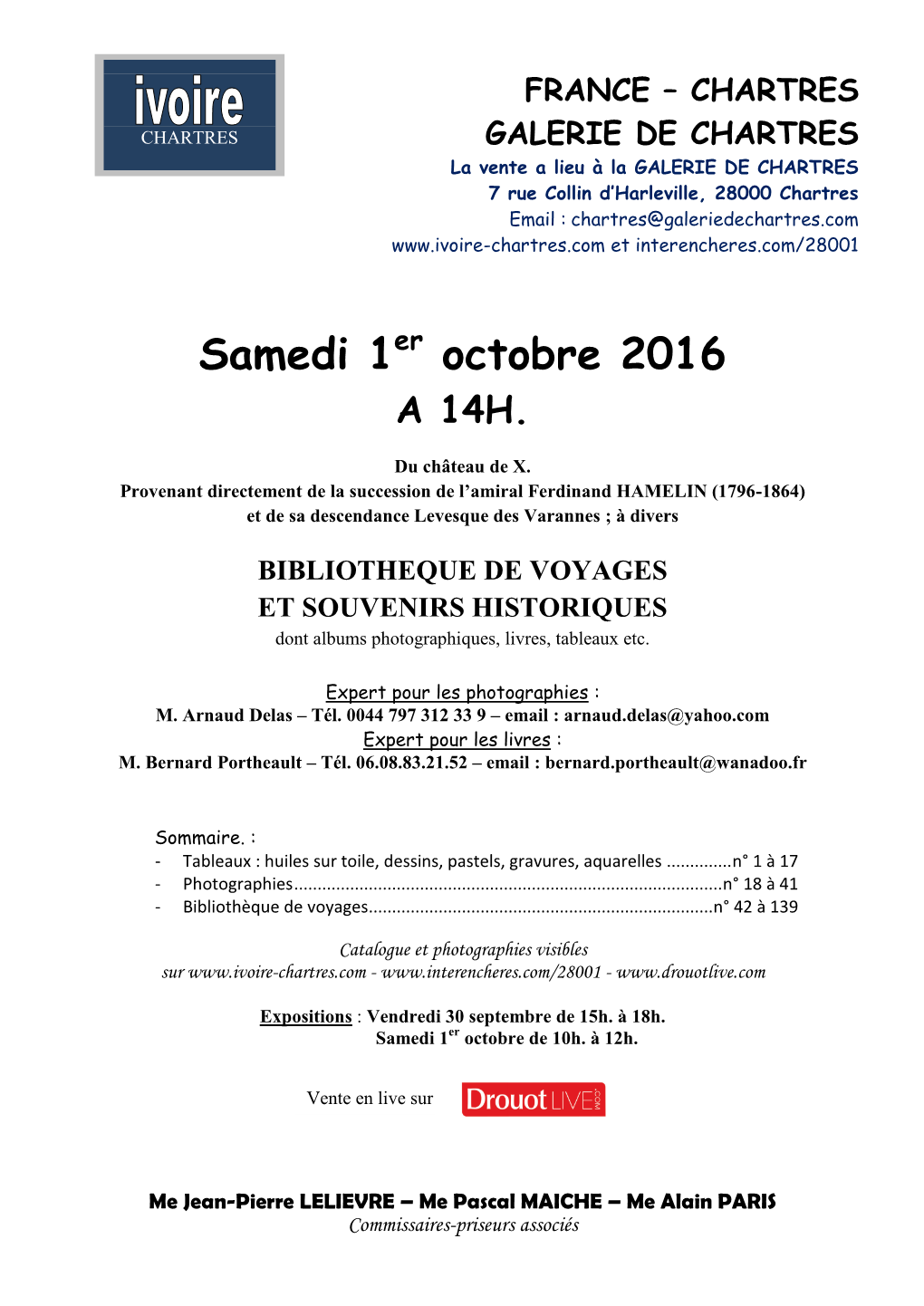 Samedi 1Er Octobre 2016 a 14H