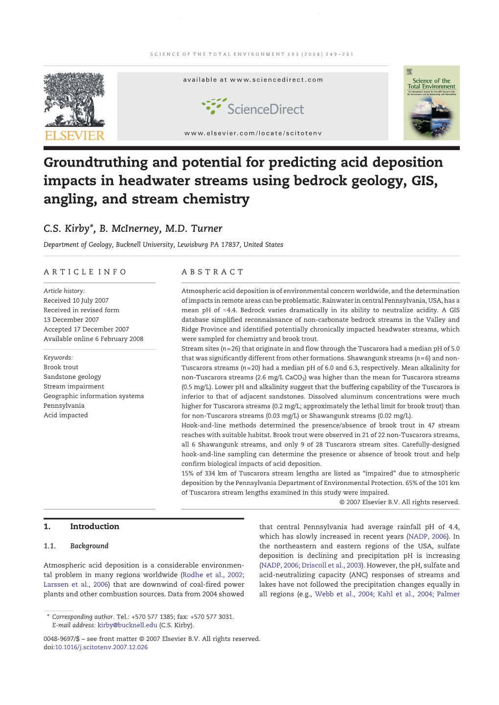 Groundtruthing and Potential for Predicting Acid Deposition Impacts in Headwater Streams Using Bedrock Geology, GIS, Angling, and Stream Chemistry