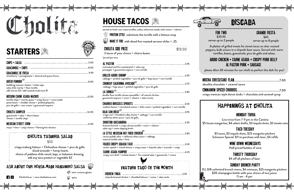 Cholita Menu