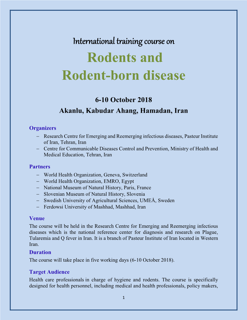 Rodents and Rodent-Born Disease