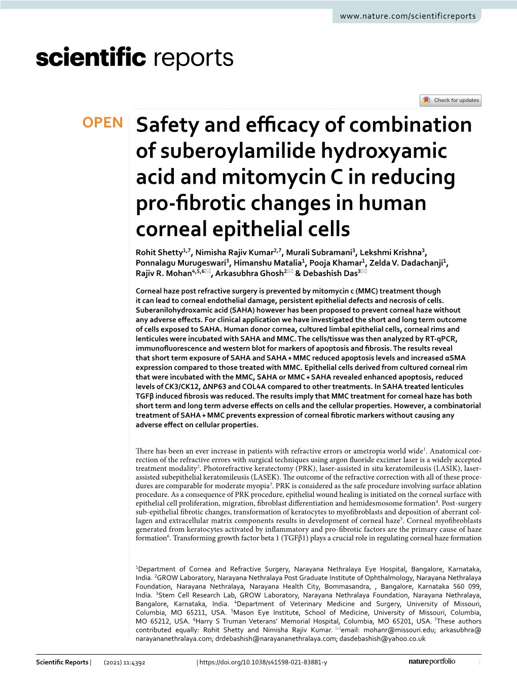 Safety and Efficacy of Combination of Suberoylamilide Hydroxyamic Acid