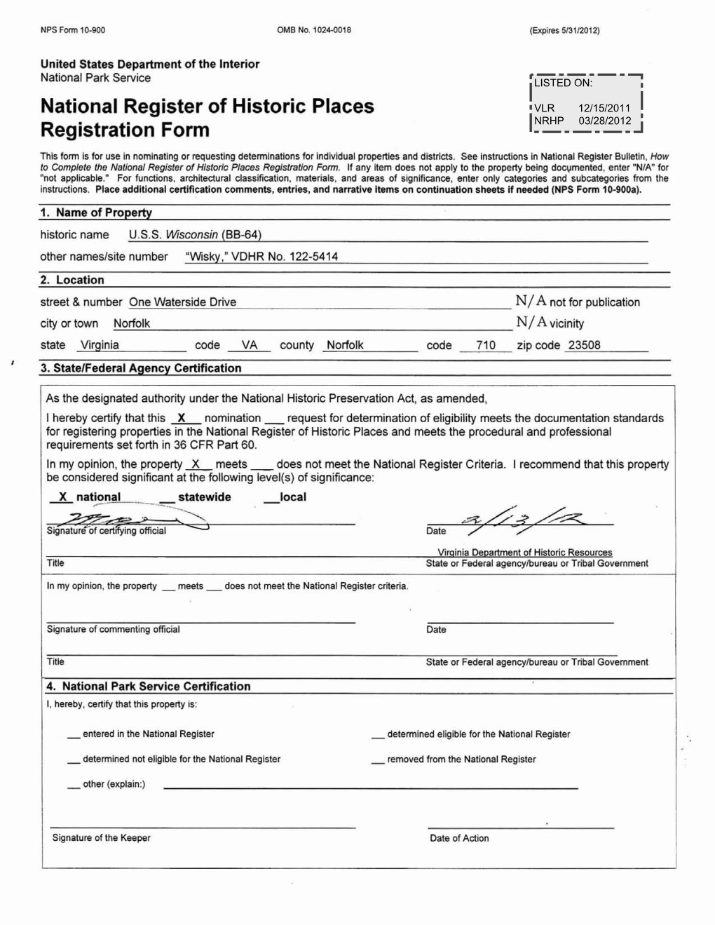 NPS Form 10 900 OMB No. 1024 0018