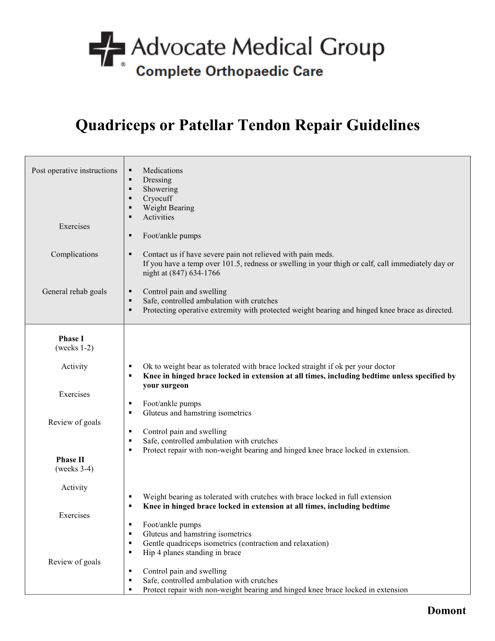 Patellar/Quadriceps Tendon Repair
