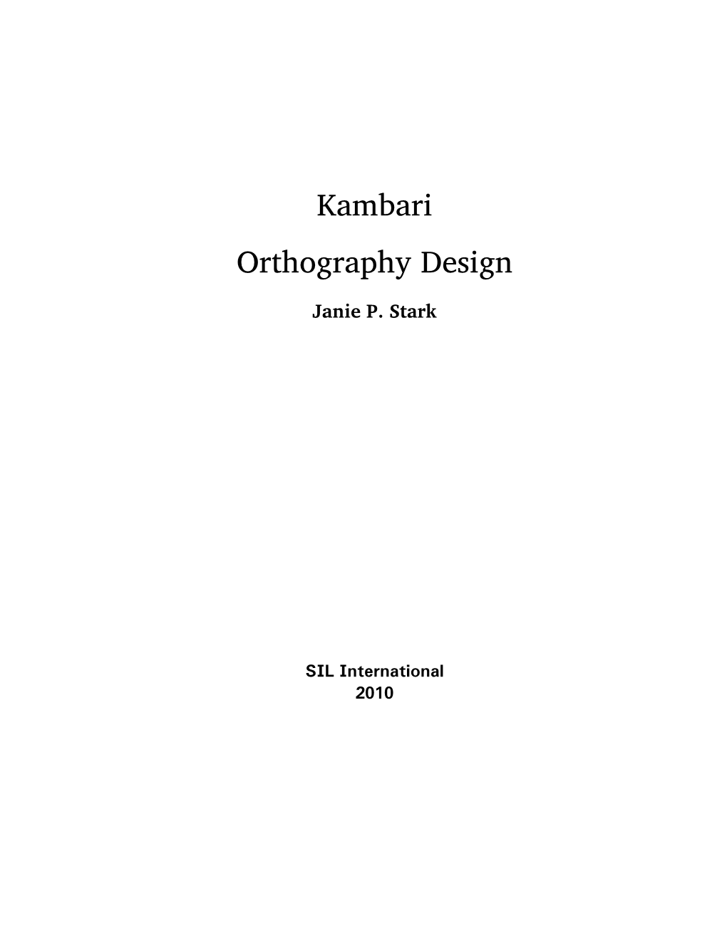 Kambari Orthography Design