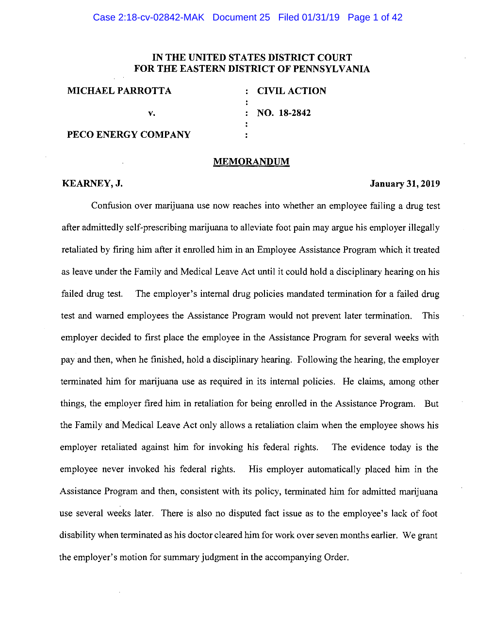 Case 2:18-Cv-02842-MAK Document 25 Filed 01/31/19 Page 1 of 42