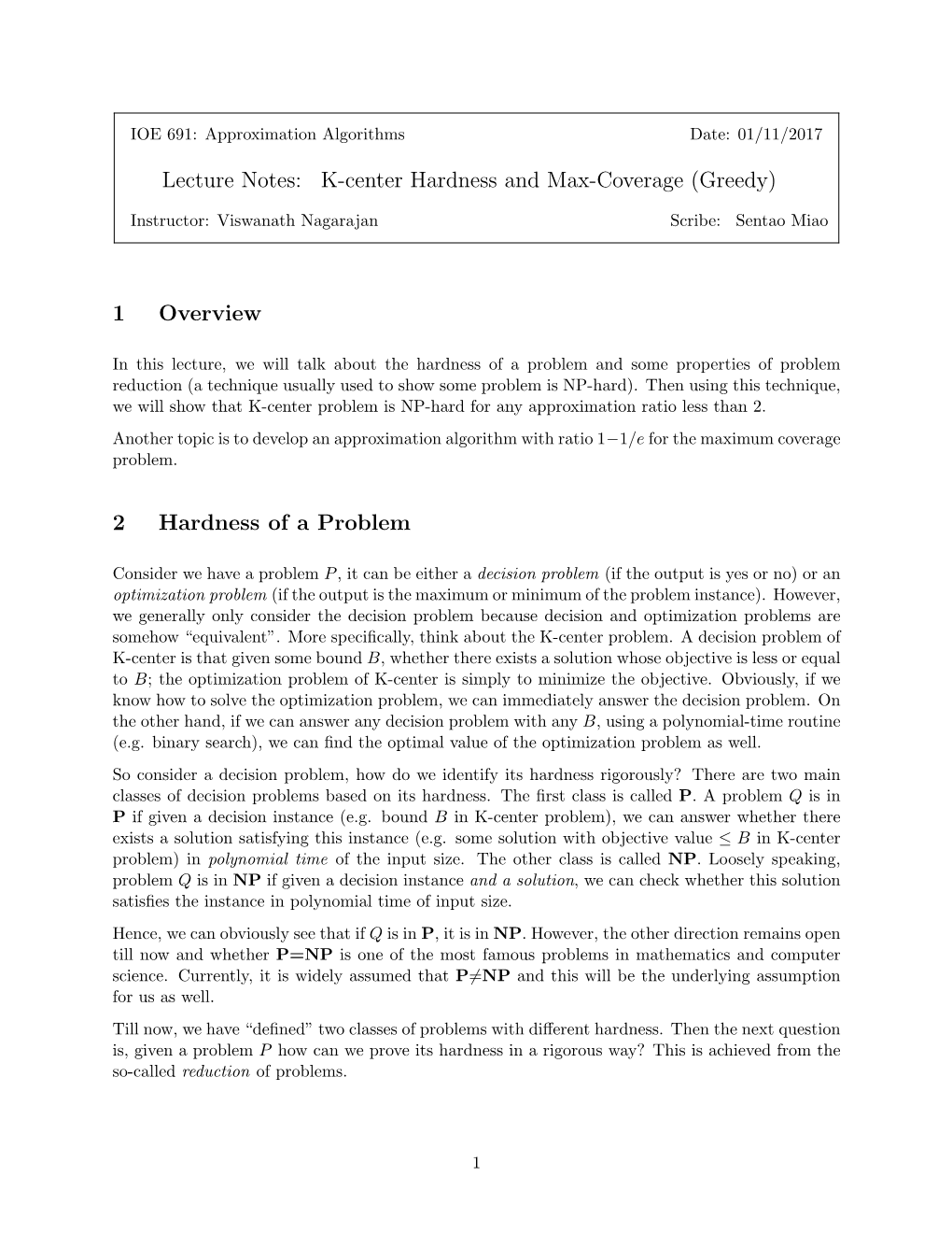 K-Center Hardness and Max-Coverage (Greedy)