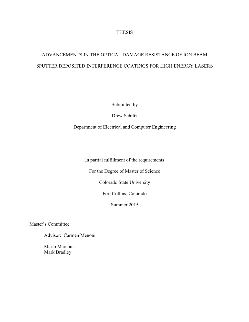 Thesis Advancements in the Optical Damage Resistance