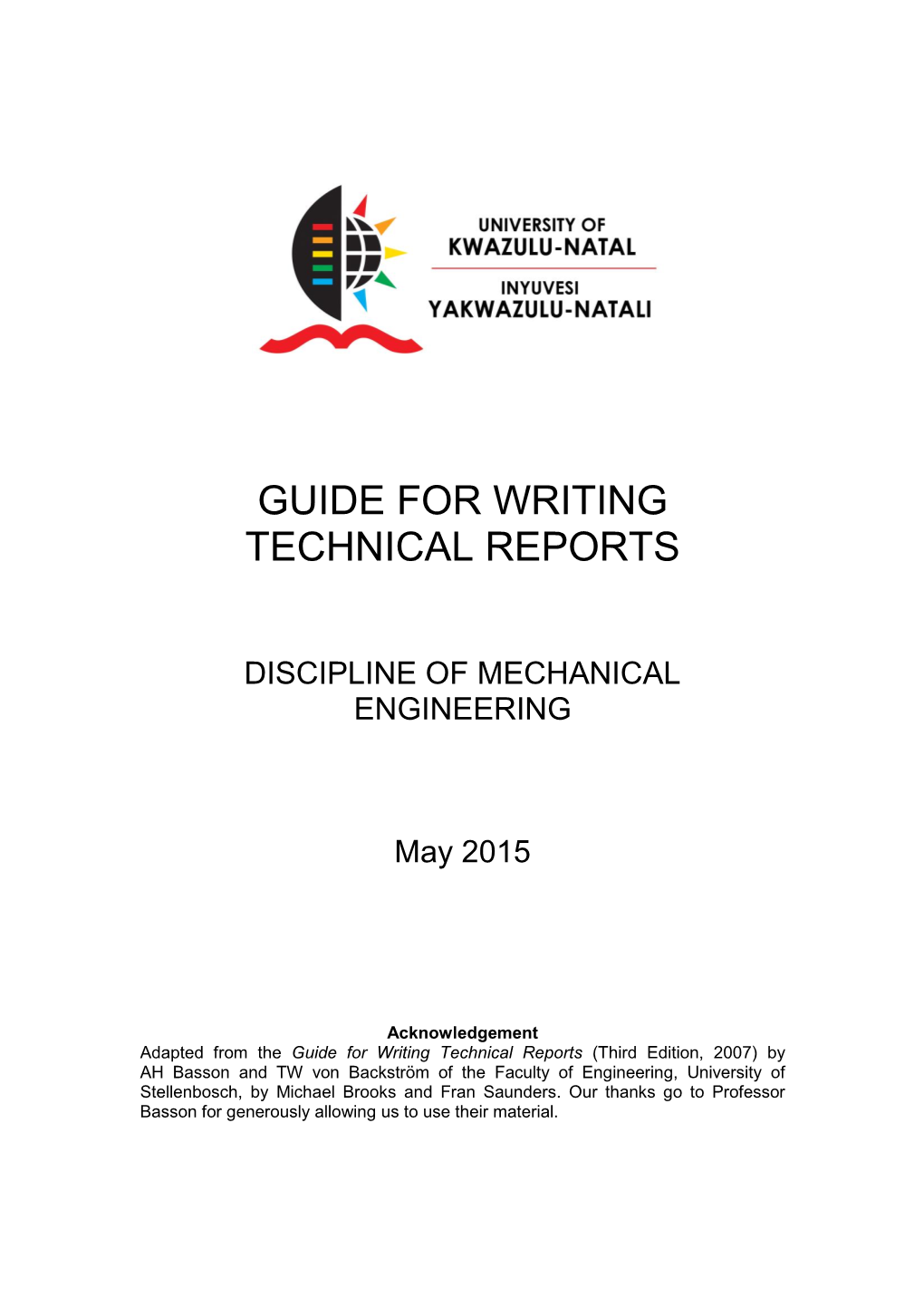 Guide for Writing Technical Reports