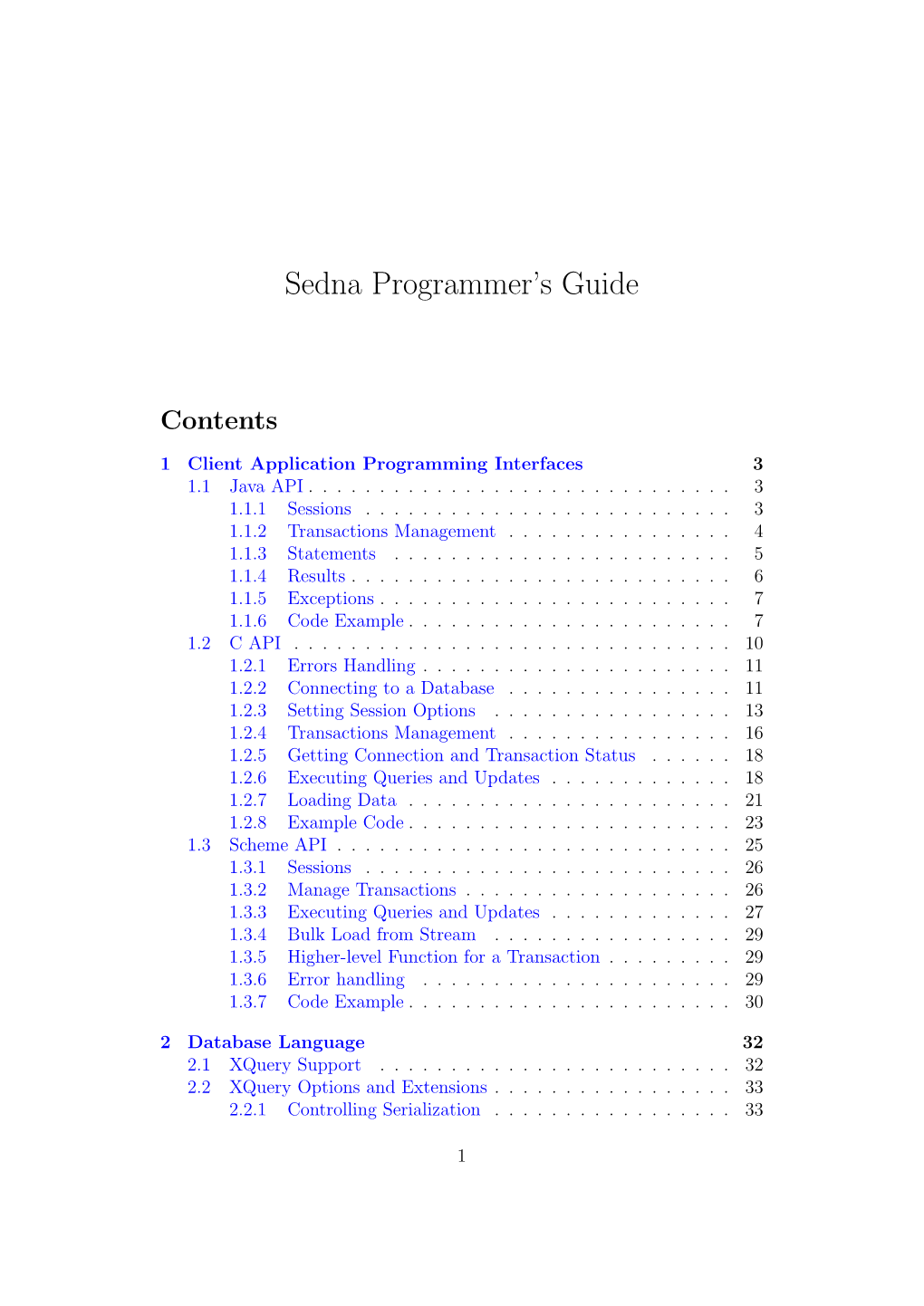 Sedna Programmer's Guide