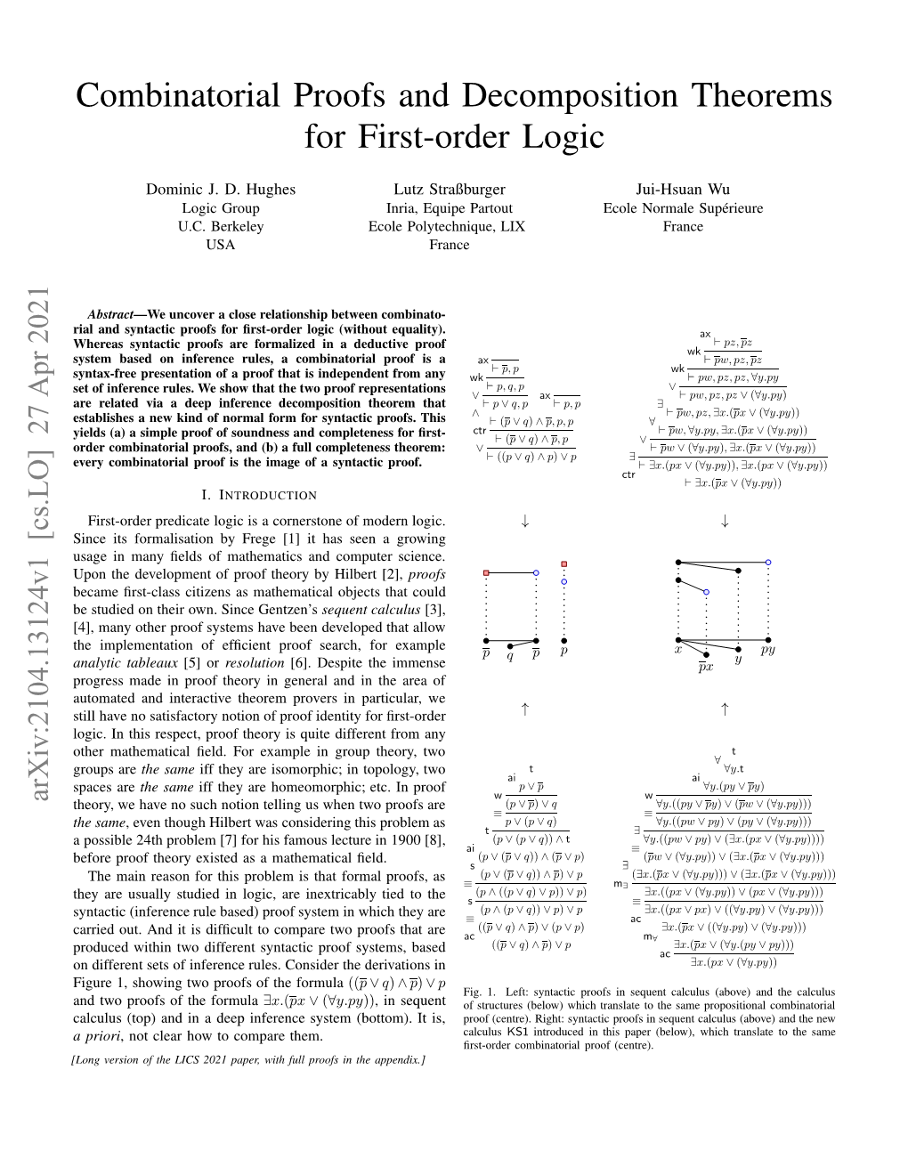 Combinatorial Proofs and Decomposition Theorems for First