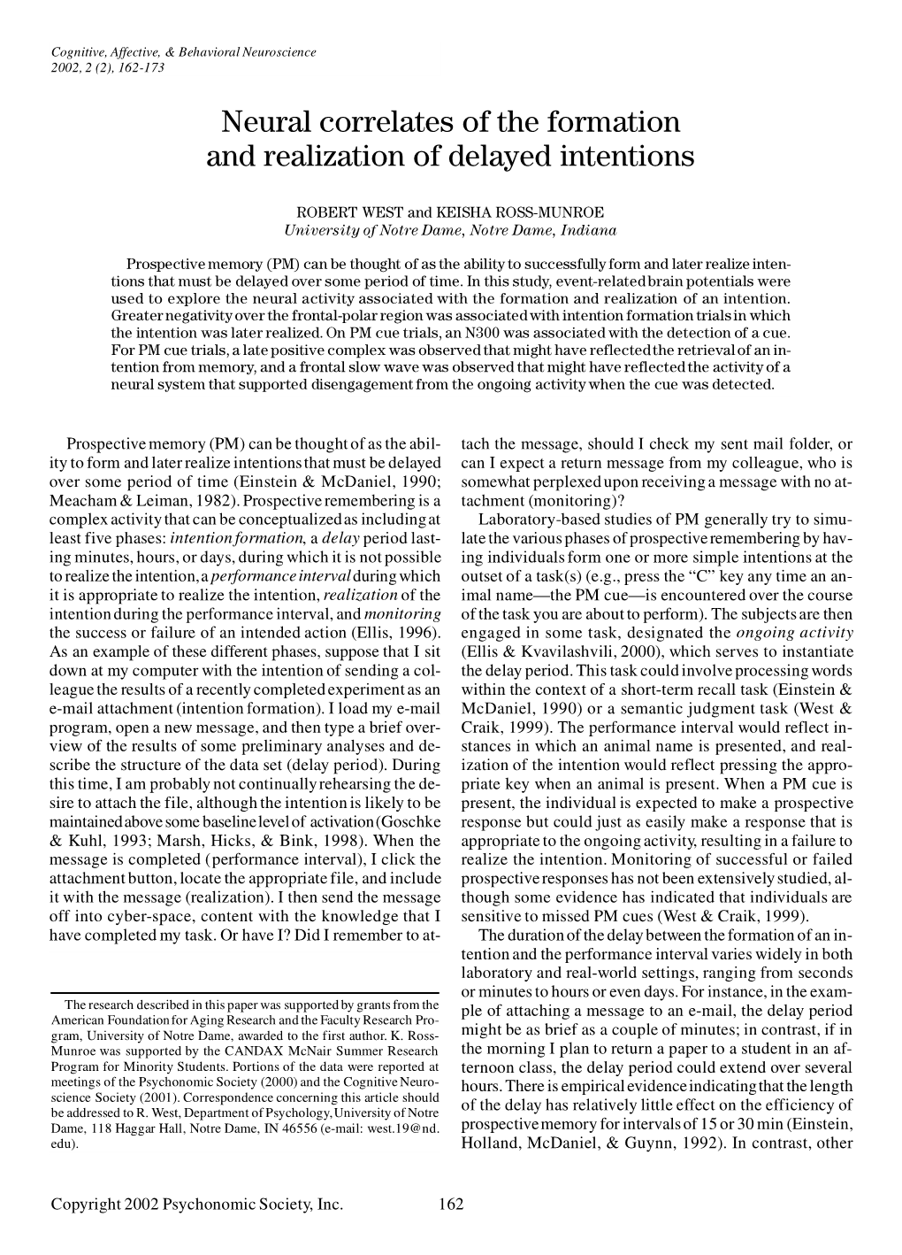 Neural Correlates of the Formation and Realization of Delayed Intentions