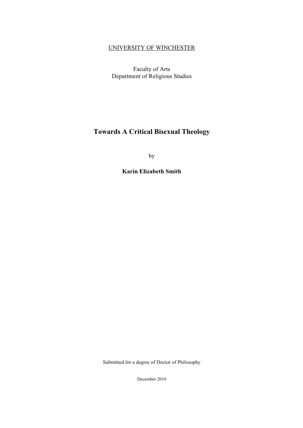 Towards a Critical Bisexual Theology