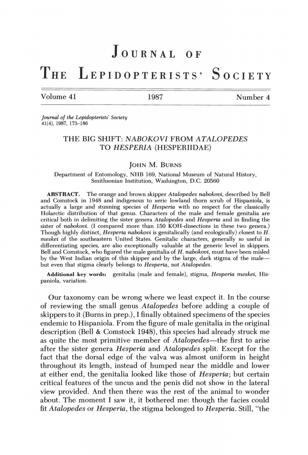 Nabokovi from Atalopedes to Hesperia (Hesperiidae)